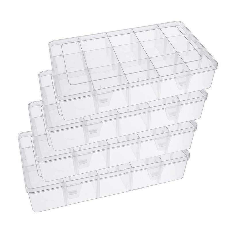 Plastic Organizer Box 4 Pack 15 Large Grids Container for Diy Tool
