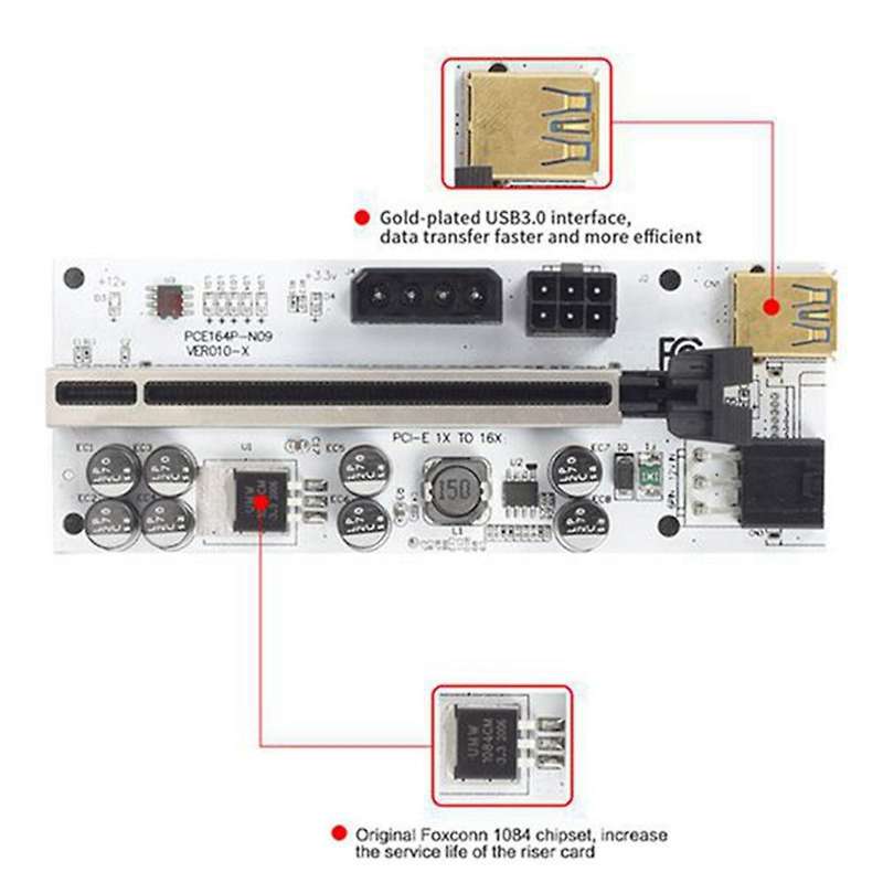 3pcs Usb 3.0 Pci-e Riser Card Ver010-x Express Cable Riser for Mining