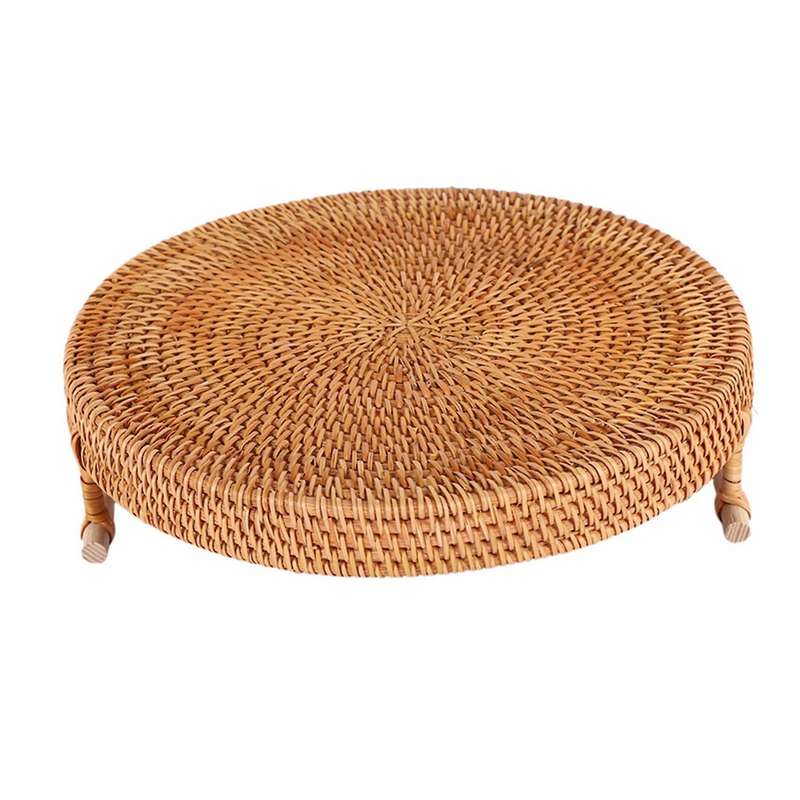 Rattan Storage Tray,round Basket with Handle,food Breakfast Display L