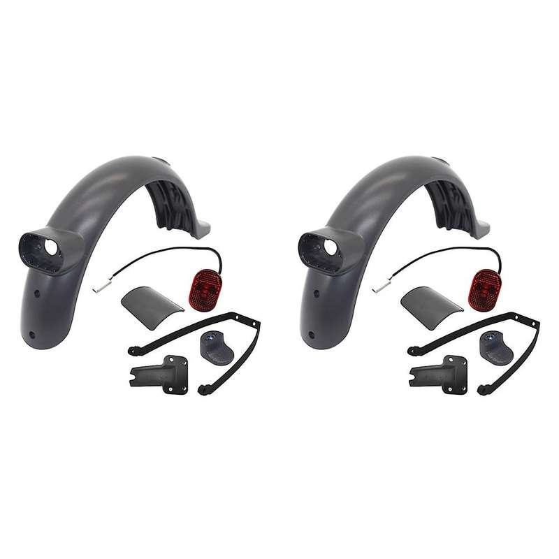 2x Electric Scooter Fender Kit Rear Mudguard with Rear Light
