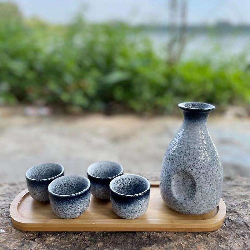 1 Set Japanese Style Ceramics Sake Cup Sake Pot Retro Sake Set
