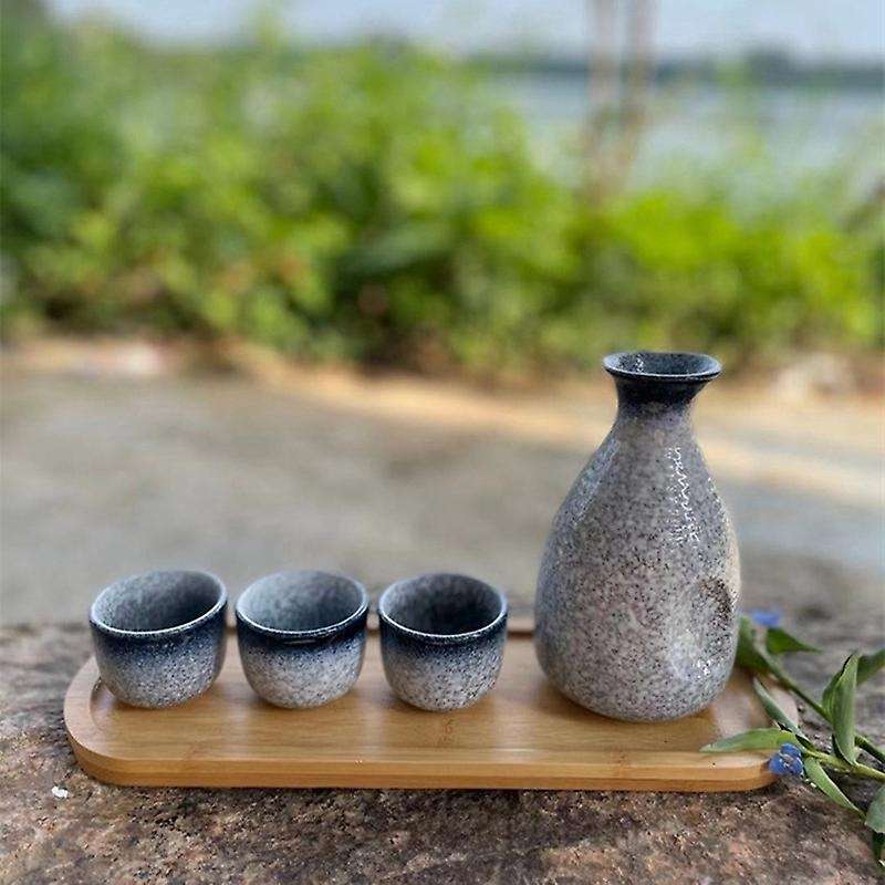 1 Set Japanese Style Ceramics Sake Cup Sake Pot Retro Sake Set