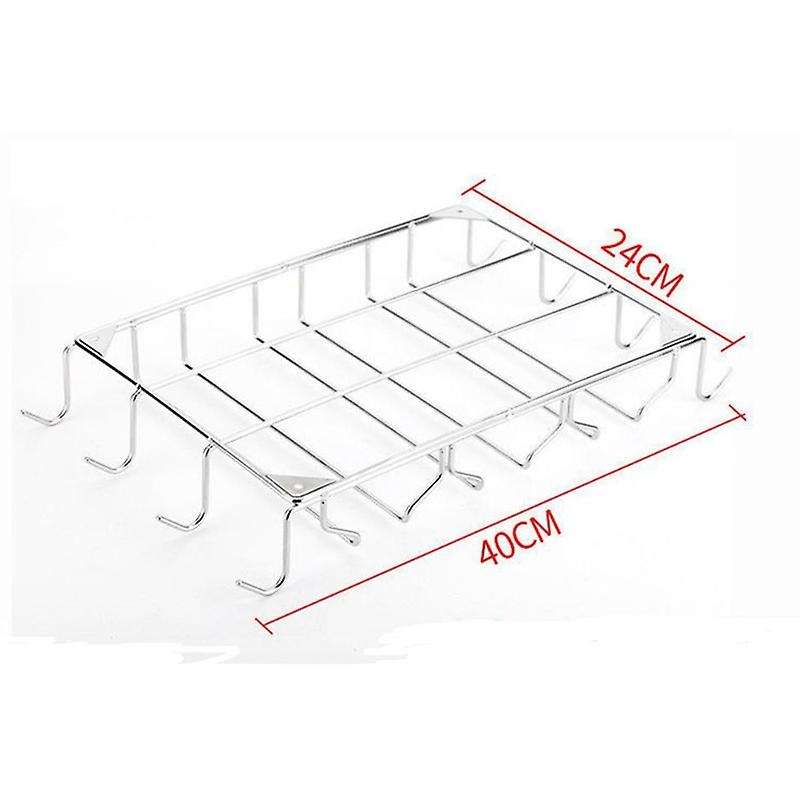 Wine Glass Holder 3 Rows 8 Hooks Under Cabinet Stemware Wine Rack
