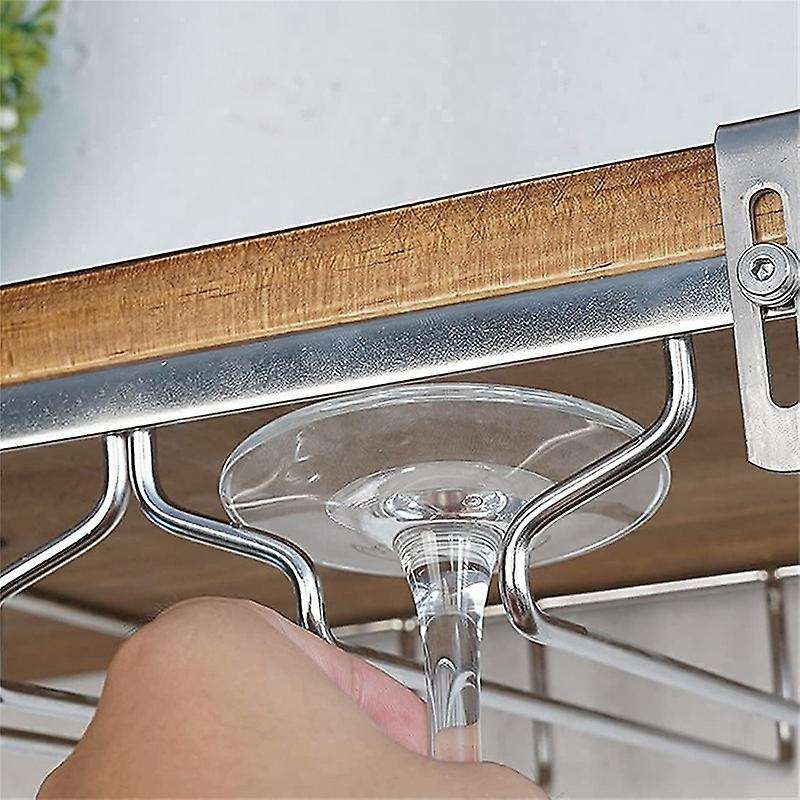 Wine Glass Holder 3 Rows 8 Hooks Under Cabinet Stemware Wine Rack