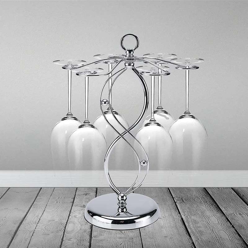 Countertop Wine Glass Holder Rack Wine Glass Rack with 6 Hooks