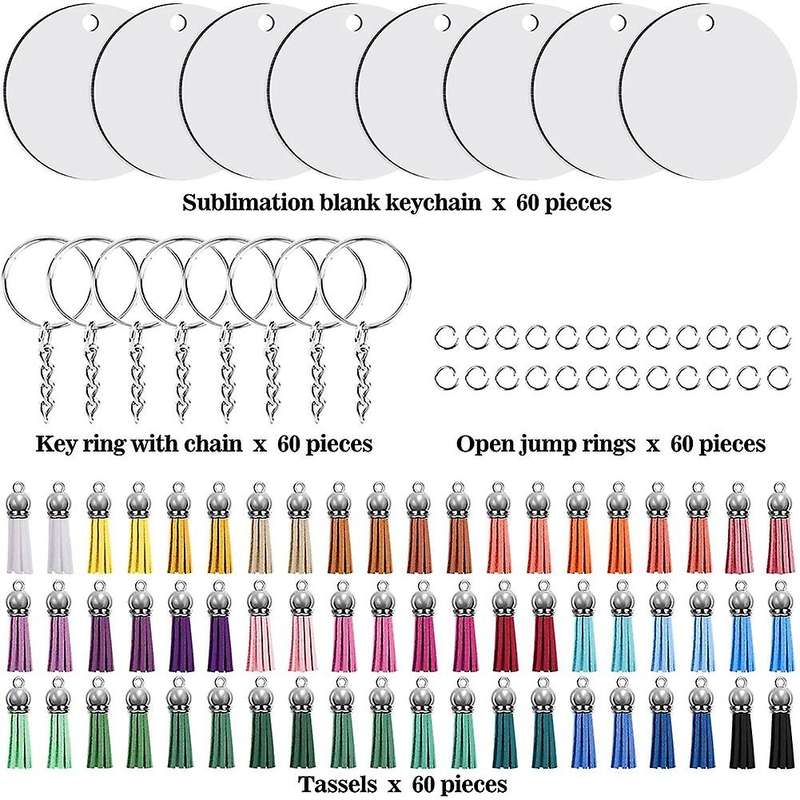 240 Pieces Sublimation Blanks Keychain Set Heat Transfer Keychain