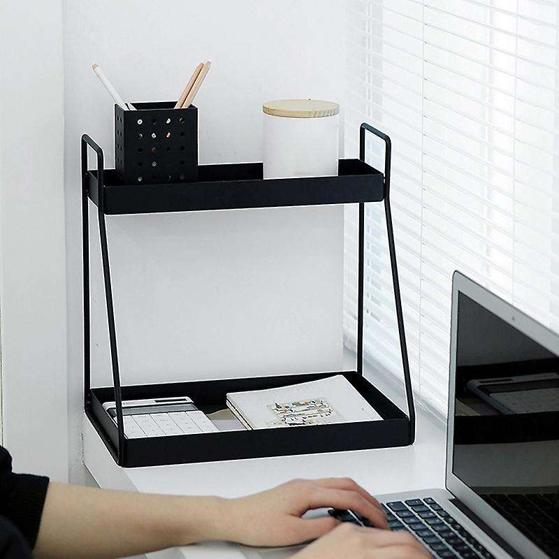 1pcs Black Metal Storage Racks Bathroom 2 Layers Towel Holder ,s