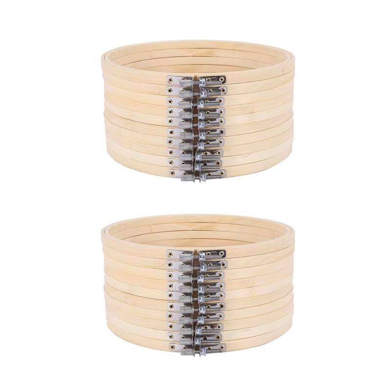 10 Pieces 8 Inch Embroidery Hoops Round Adjustable Bamboo Circle