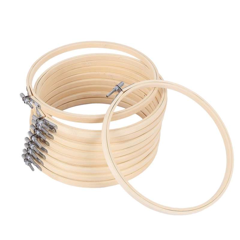 10 Pieces 8 Inch Embroidery Hoops Round Adjustable Bamboo Circle