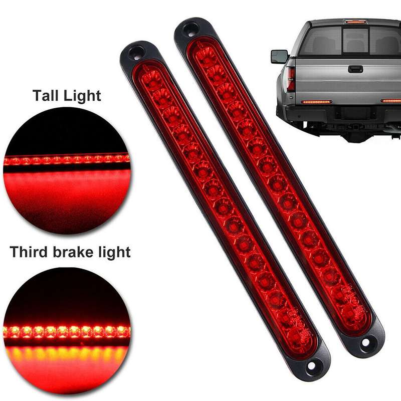 2pcs 10 Inch 15 Led Trailer Truck Rv Stop Tail Rear Brake Light Red