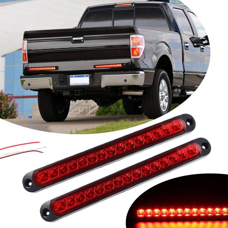 2pcs 10 Inch 15 Led Trailer Truck Rv Stop Tail Rear Brake Light Red