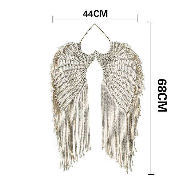 Macrame Wall Hanging Hand-woven Angel Wings Tapestry for Living Room