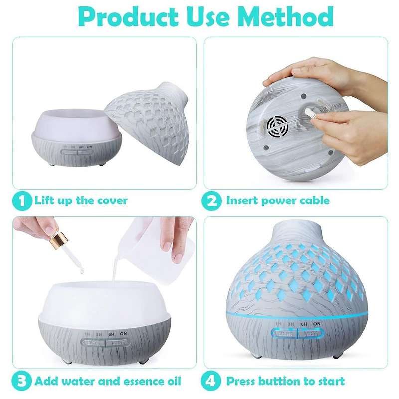 400ml Essential Oil Diffuser Humidifier for Home Baby Bedroom Eu Plug