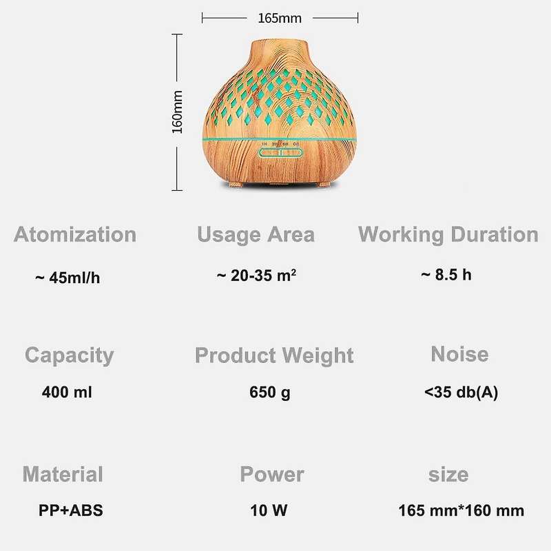 Wood Grain Aroma Diffuser with Timer for Baby Bedroom with Us Plug