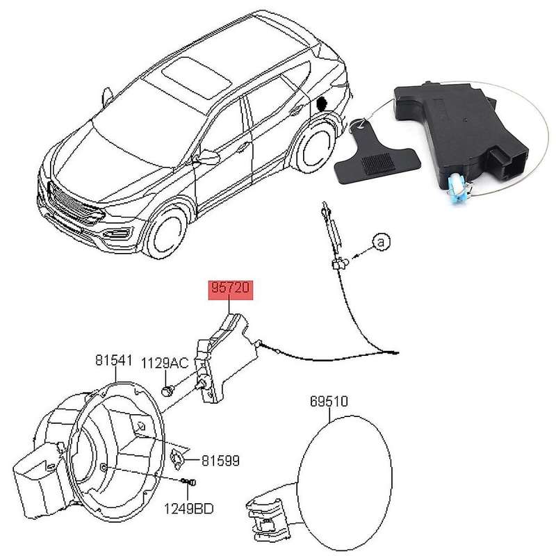 Fuel Gas Door Lock Release Actuator Handle Opener for Hyundai Santa