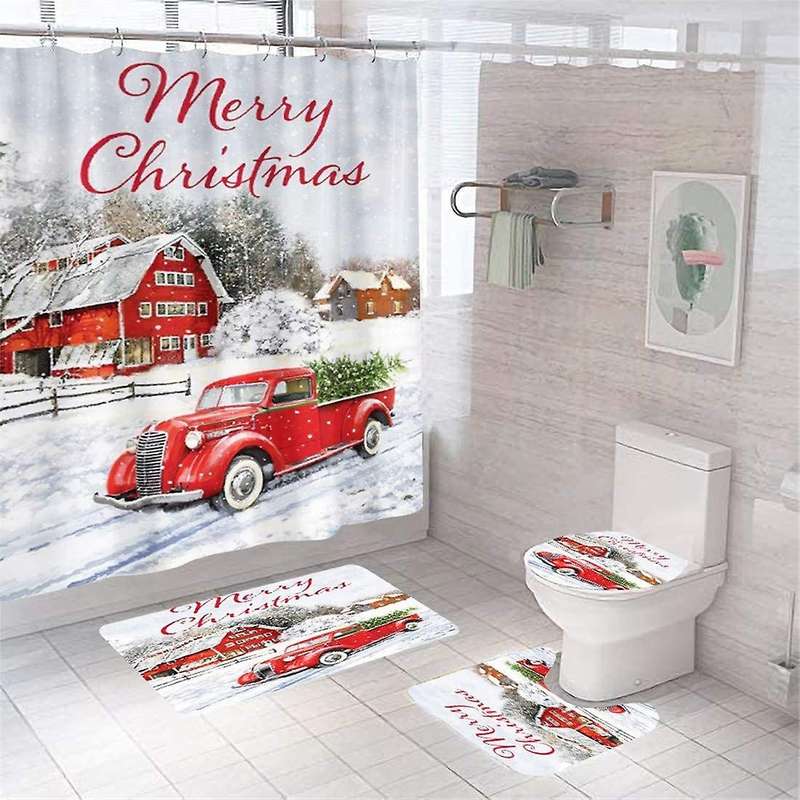 Christmas Shower Curtains Vintage Red Shower Curtains In Bath Decor