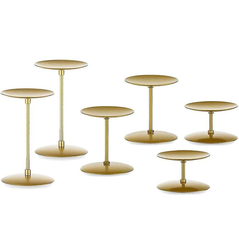6pcs Pillar Candle Holder - Christmas Fireplace Table Decor(gold)