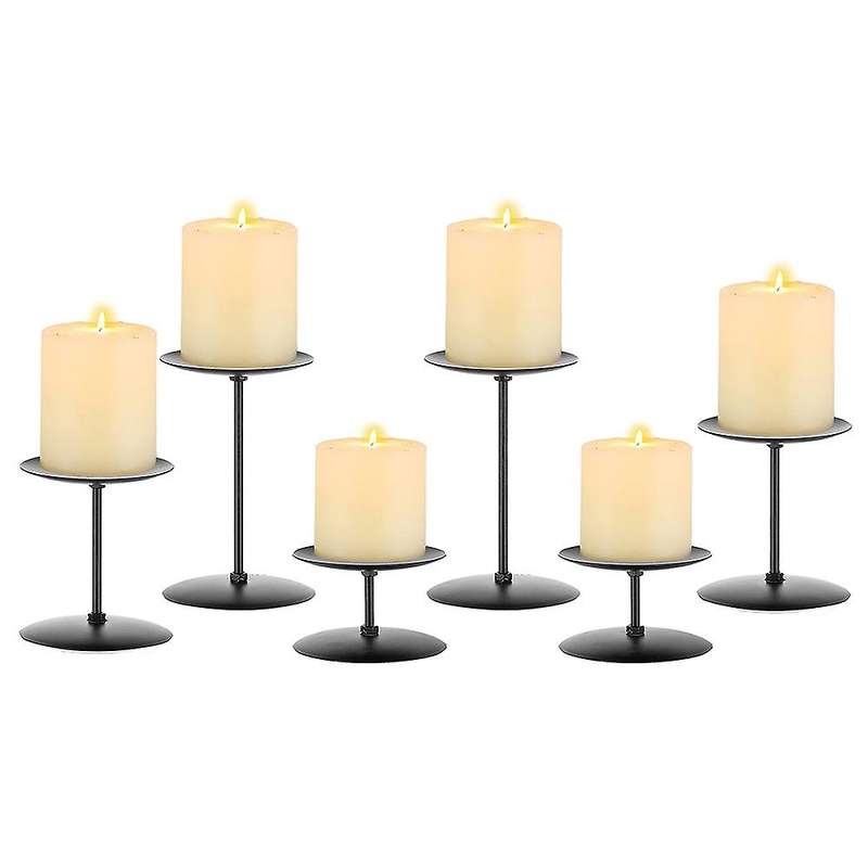 6pcs Pillar Candle Holder - Christmas Fireplace Table Decor(gold)