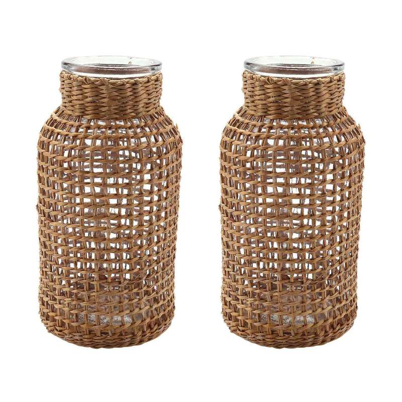 2x Straw Glass Flower Vase Japanese Flower Pot In The Nordic -s