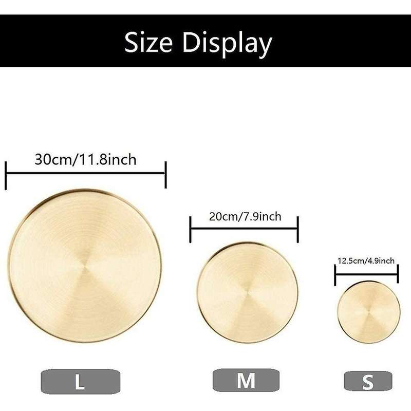 Round Gold Tray,metal Decorative Tray Makeup Tray Organizer,11.8 Inch