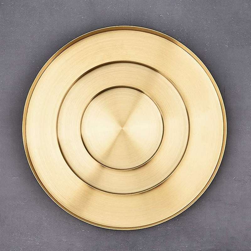 Round Gold Tray,metal Decorative Tray Makeup Tray Organizer,11.8 Inch