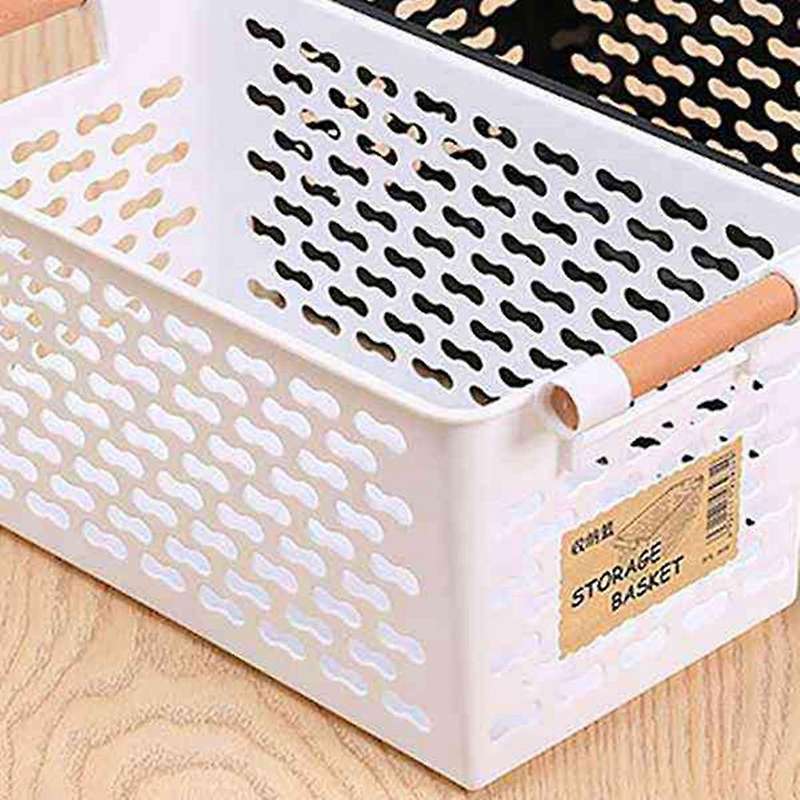 6pack Plastic Storage Basket, with Handles for Home Office Closet