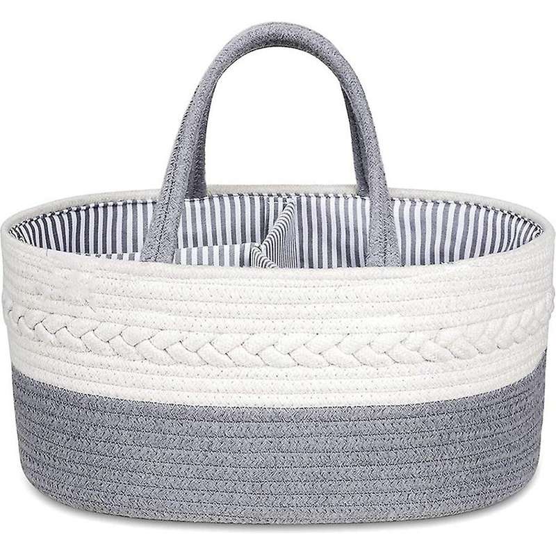 Baby Diaper Caddy Organizer - Stylish Rope Nursery Storage Basket