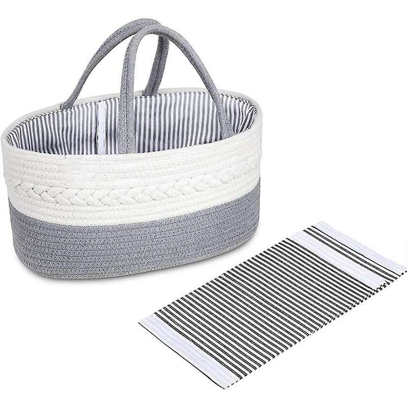 Baby Diaper Caddy Organizer - Stylish Rope Nursery Storage Basket