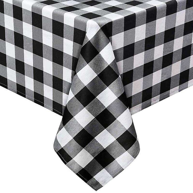 Plaid Tablecloth for Christmas Baby Thanksgiving,black White