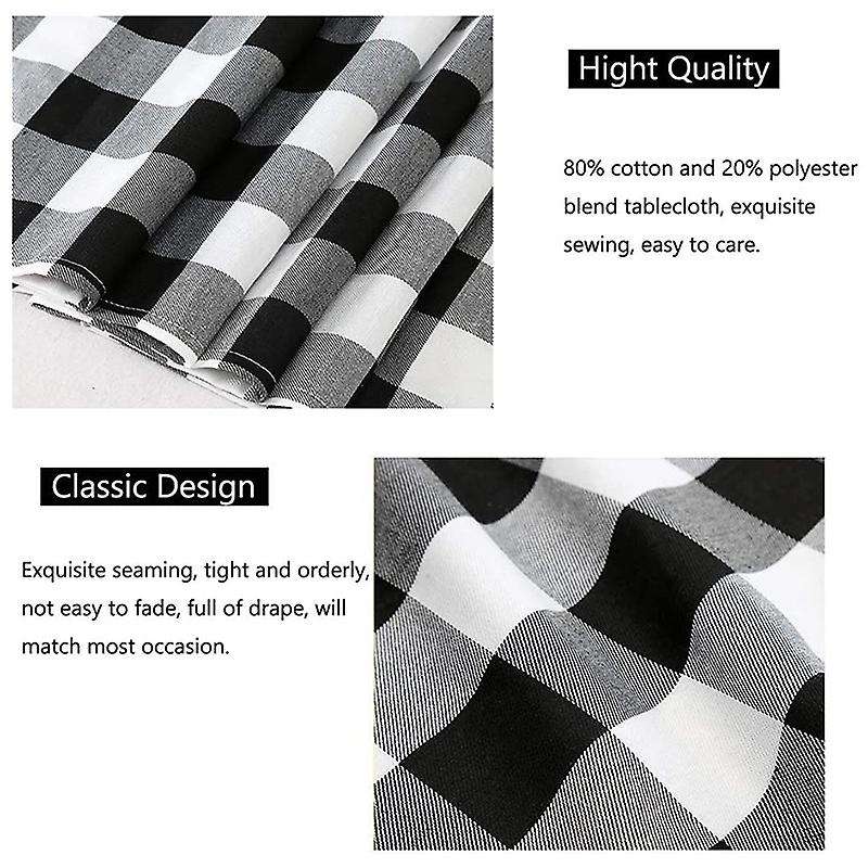Plaid Tablecloth for Christmas Baby Thanksgiving,black White