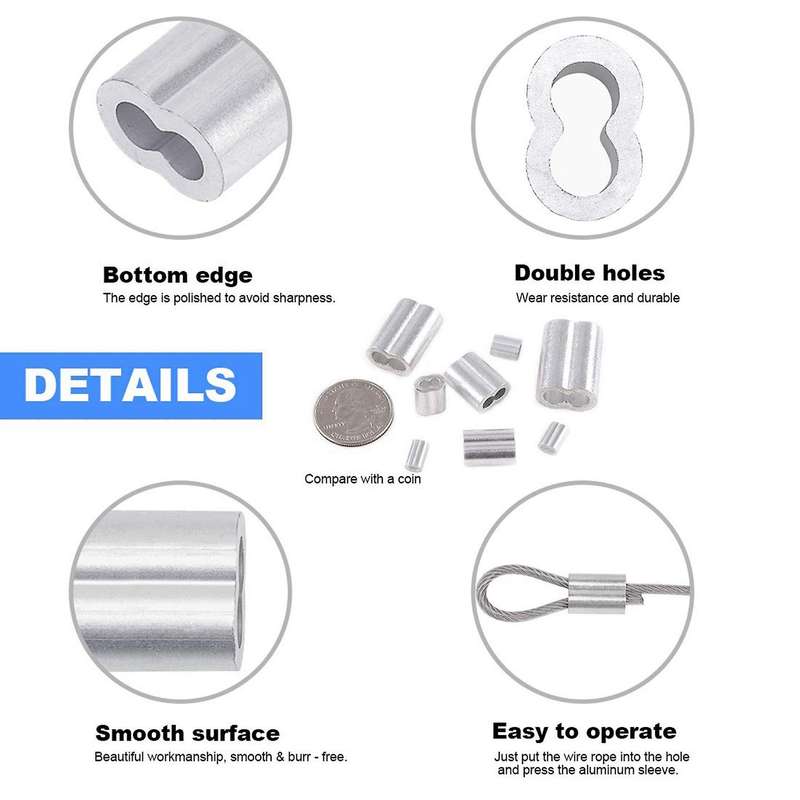 315pcsaluminum Crimping Loop Sleeve for Wire Rope and Cable Line