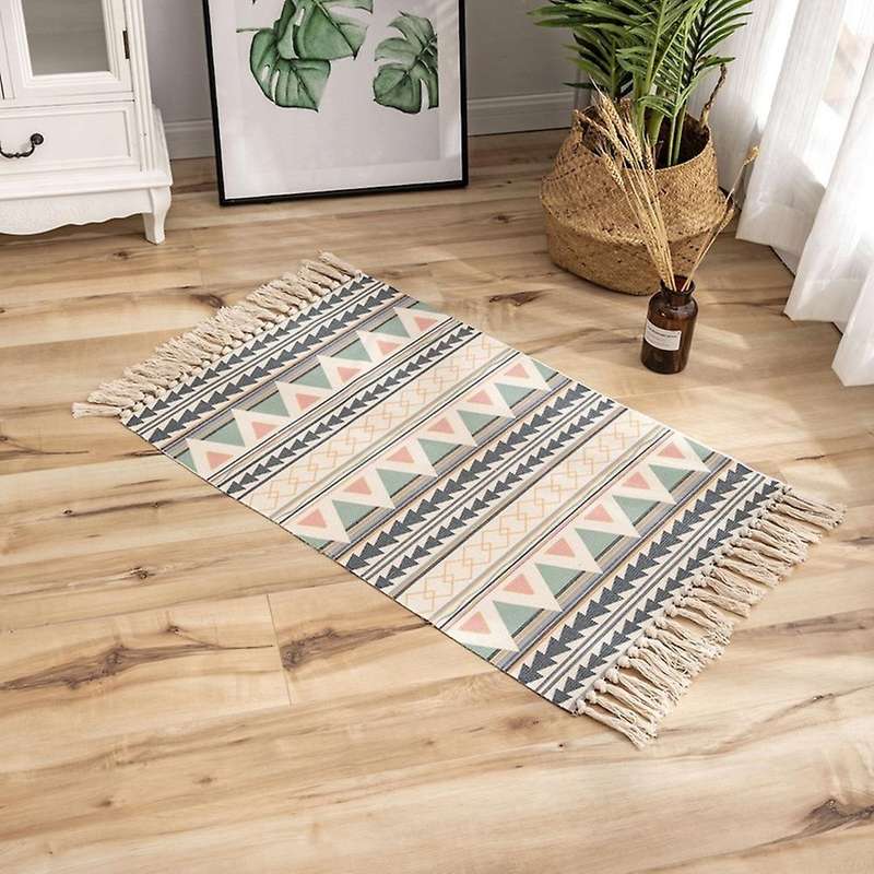 Boho Carpet with Tassels Woven Carpet for Living Room Hallway Bedroom