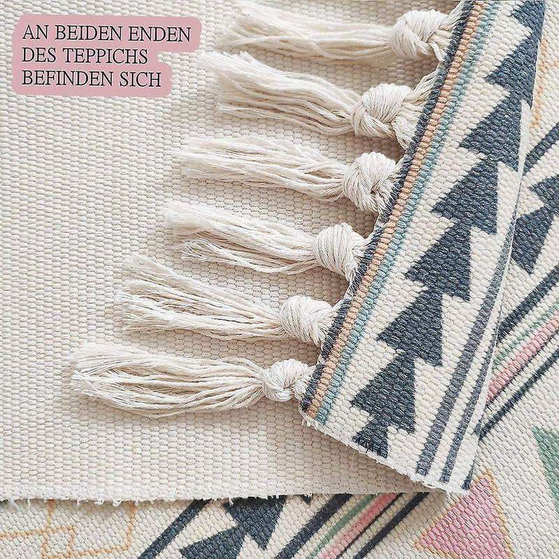 Boho Carpet with Tassels Woven Carpet for Living Room Hallway Bedroom