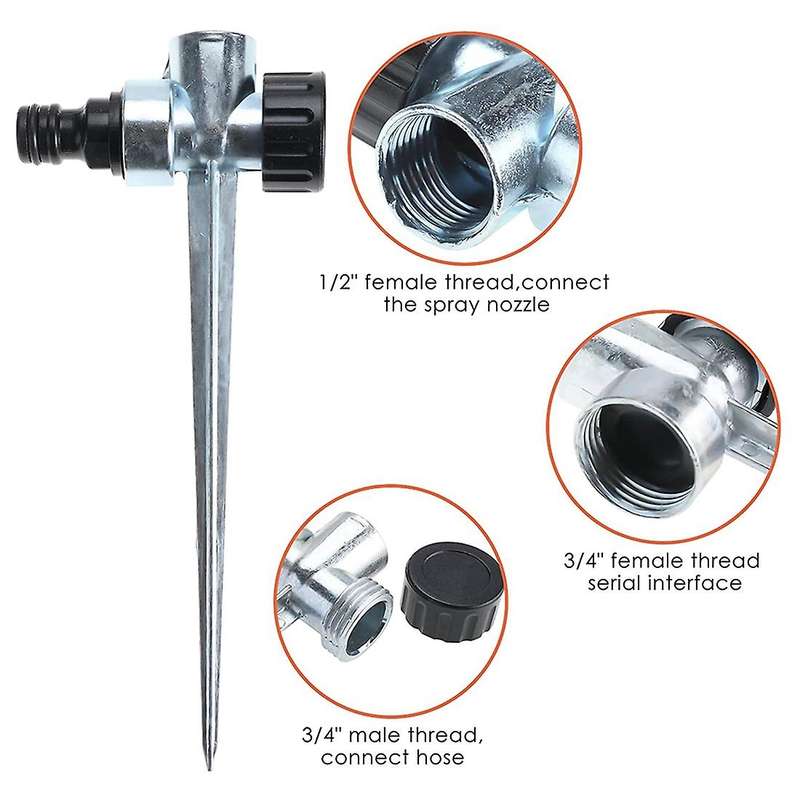 Pulsating Impact Sprinkler with 3/4inch Adapters for Lawn Irrigation