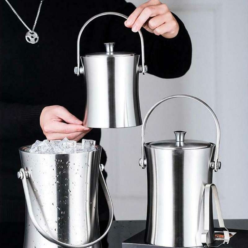 1l Ice Cube Container with Lid and Tong Champagne Cooler Ice Bucket