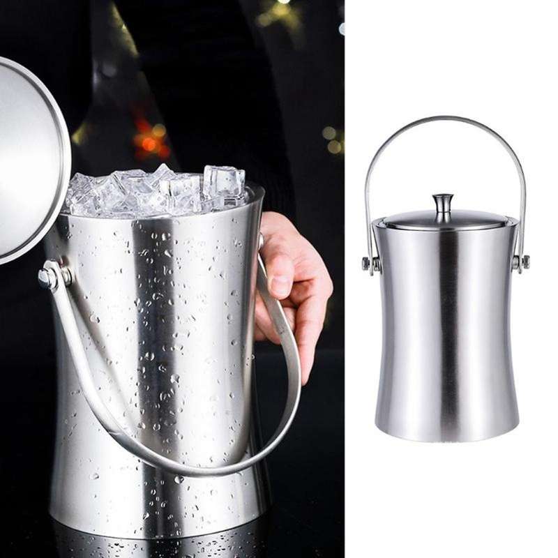 1l Ice Cube Container with Lid and Tong Champagne Cooler Ice Bucket