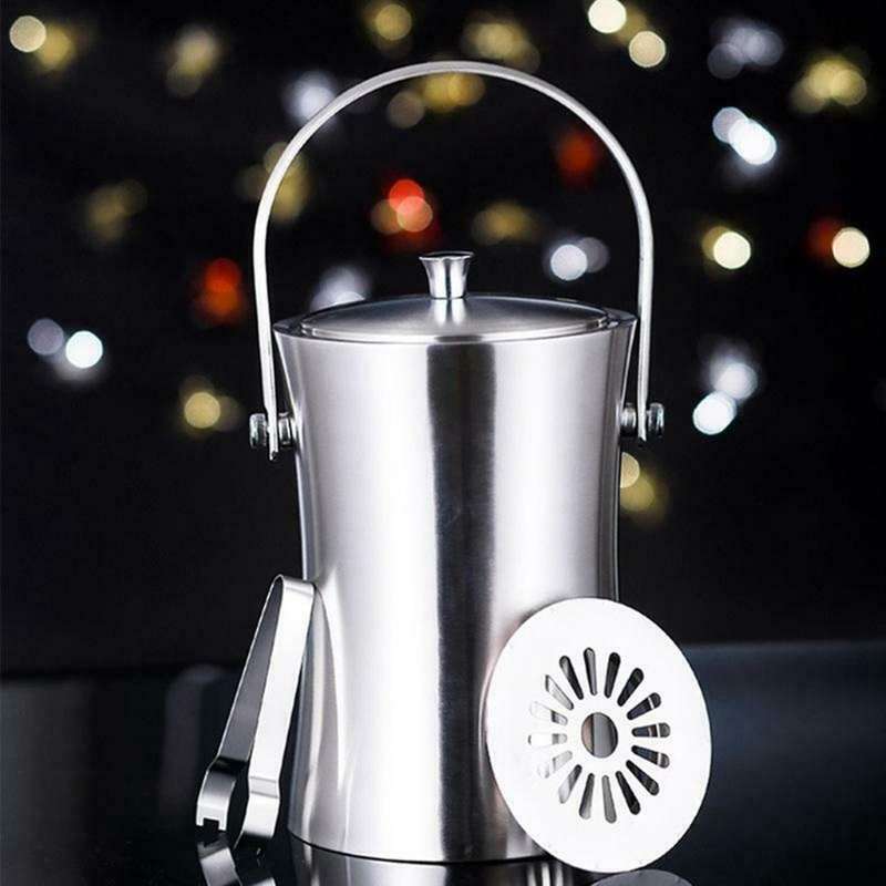 1l Ice Cube Container with Lid and Tong Champagne Cooler Ice Bucket