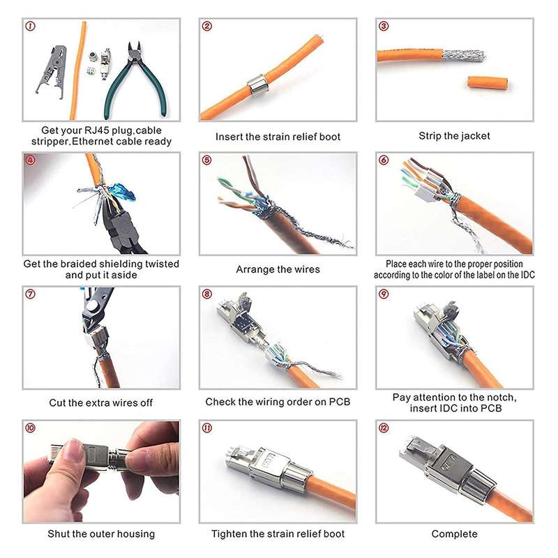 Rj45 Cat7 Connectors Tool-free Reusable Ethernet Termination Plugs