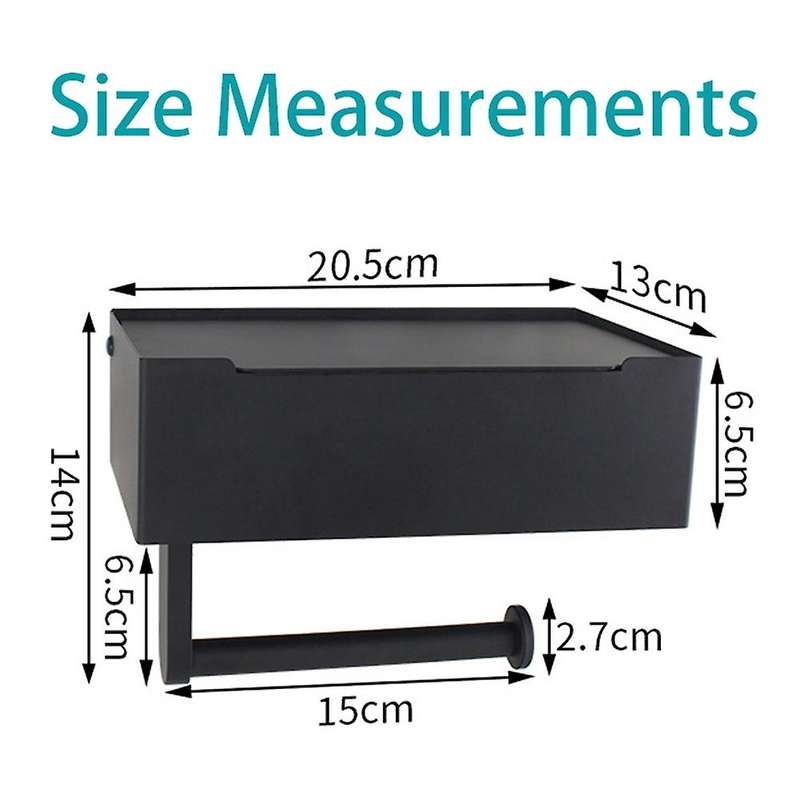 Toilet Paper Holder for Bathroom with Wipe Storage Shelf, Black Wall