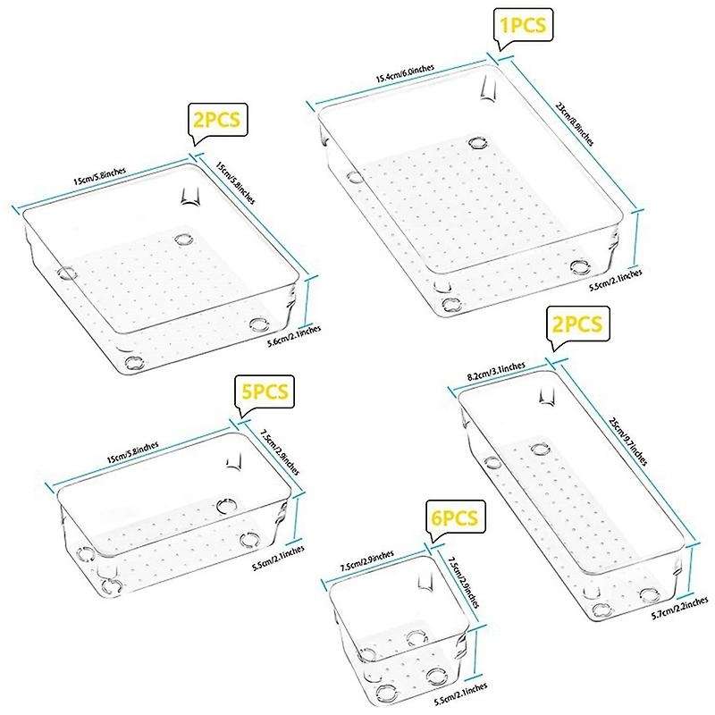16pc Cosmetic Bathroom Multi-function Compartment Drawer Storage Box