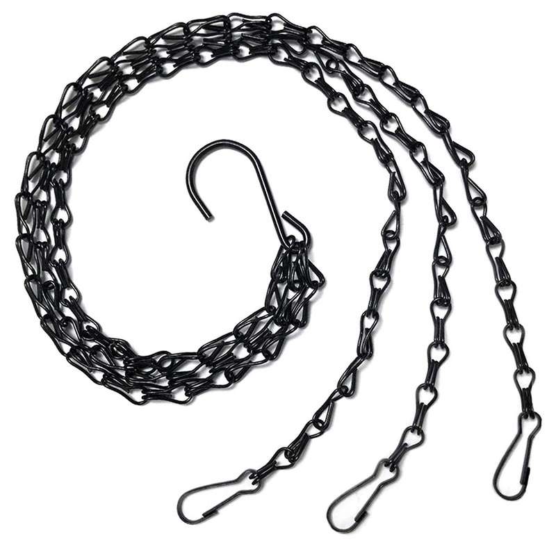 10pcs Black Flower Plant Pot Basket Holder Hanging Chain with Hooks