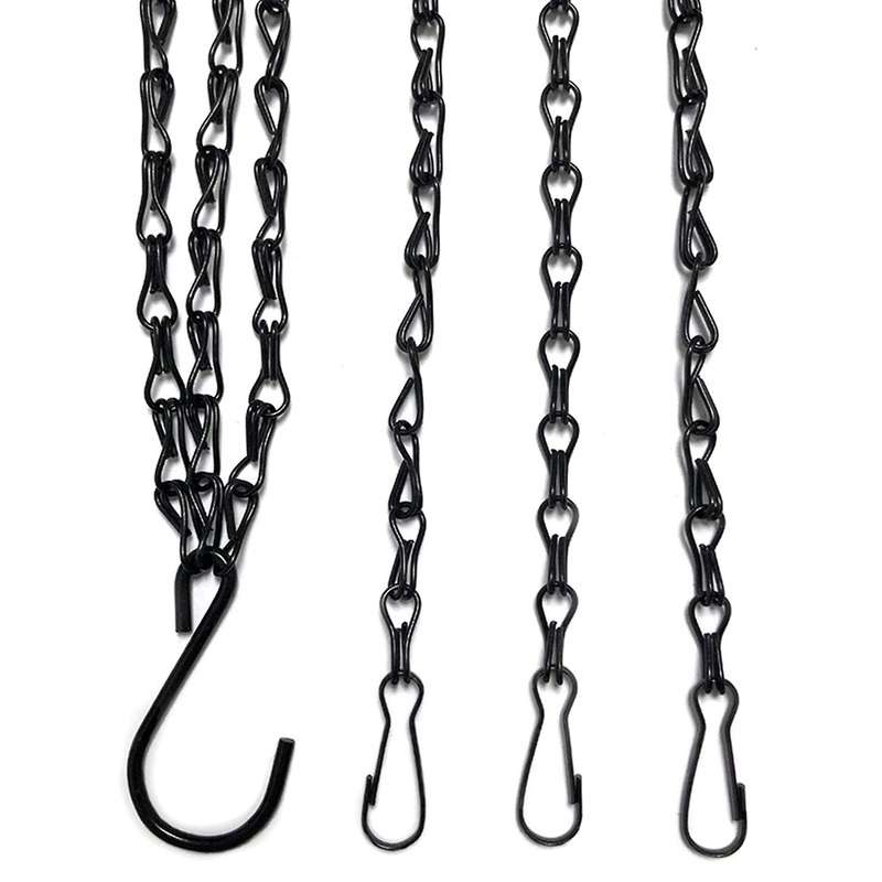 10pcs Black Flower Plant Pot Basket Holder Hanging Chain with Hooks