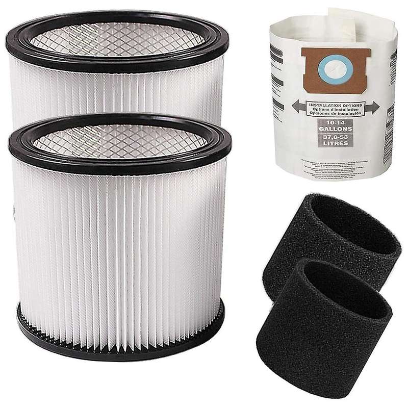 2pcs Cartridge Filter for Shop-vac 90350 90304, Filter with Dust Bag