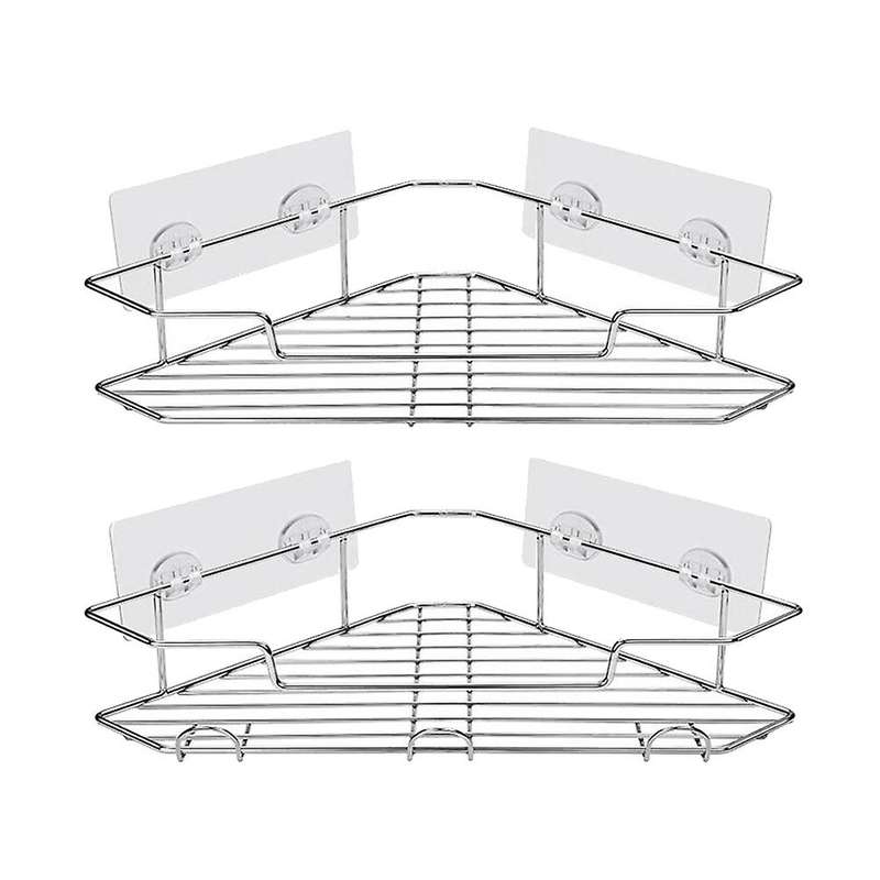 Shower Caddy Corner with Hooks, Organizer Wall Mounted 2 Pack