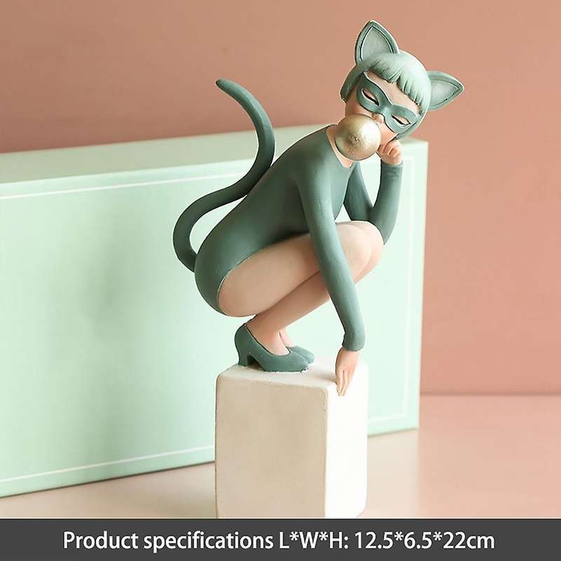 Bubble Girl Art Sculpture Abstract Rabbit Cat Ear Resin for Home 2