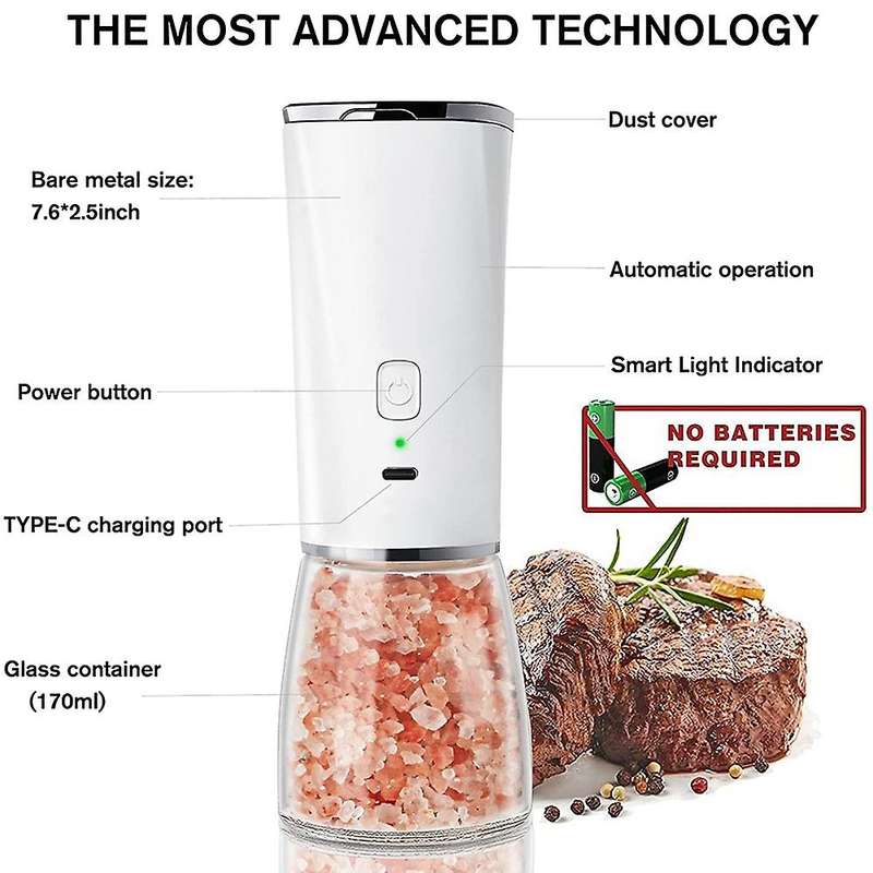 Electric Pepper Grinder, Usb Rechargeable Salt and Pepper Grinder
