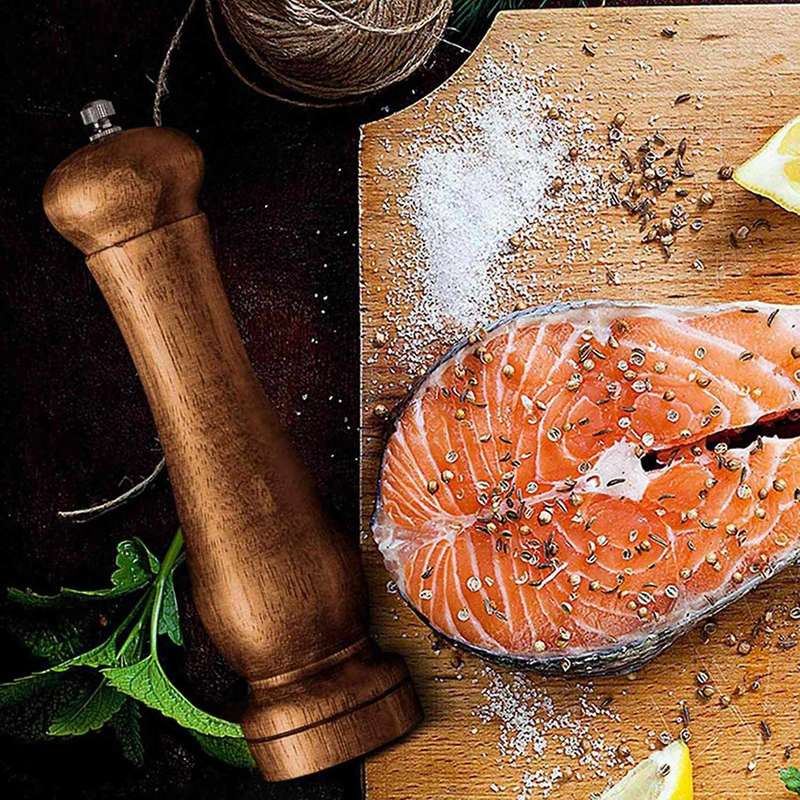 2pcs 8 Inch Antique Wooden Salt and Pepper Grinder Set for Seasoning
