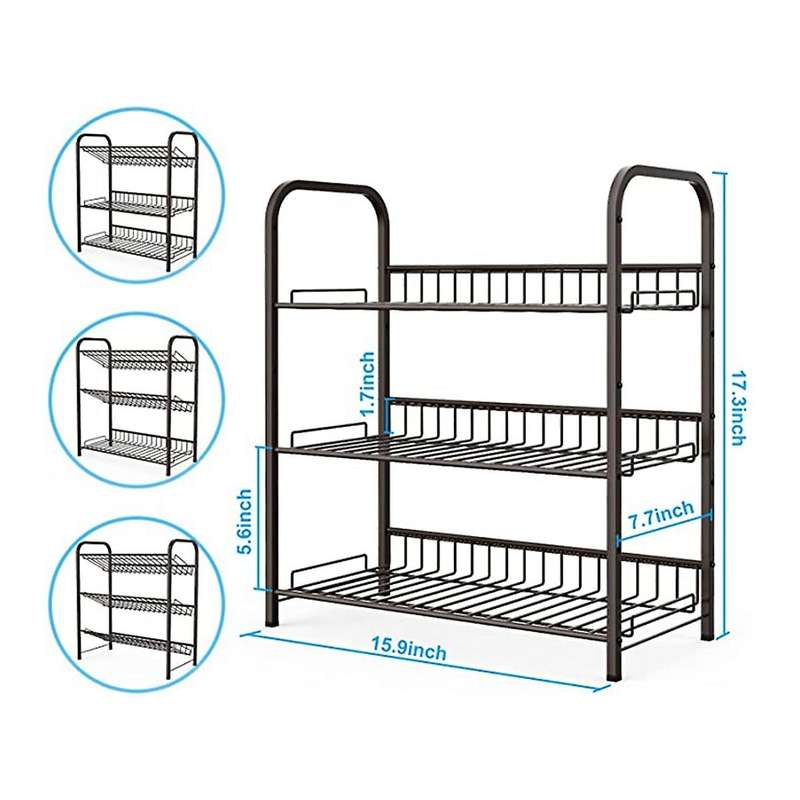 3-tier Adjustable Spice Rack, Expandable Countertop Seasoning,bronze