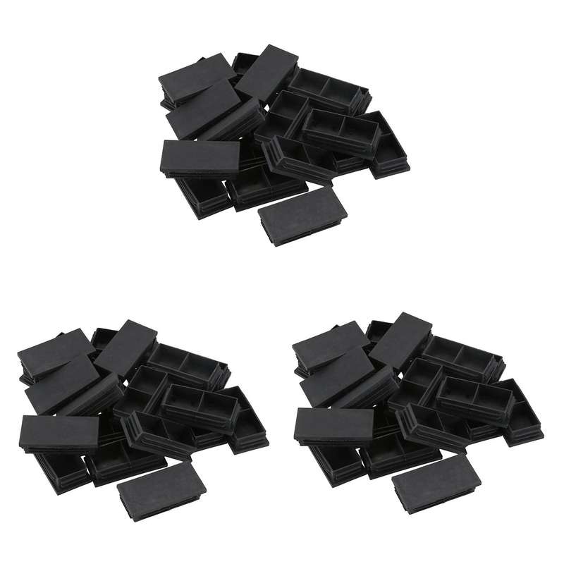 Plastic Rectangle Blanking End Caps Bung 40mm X 80mm 60pcs Black