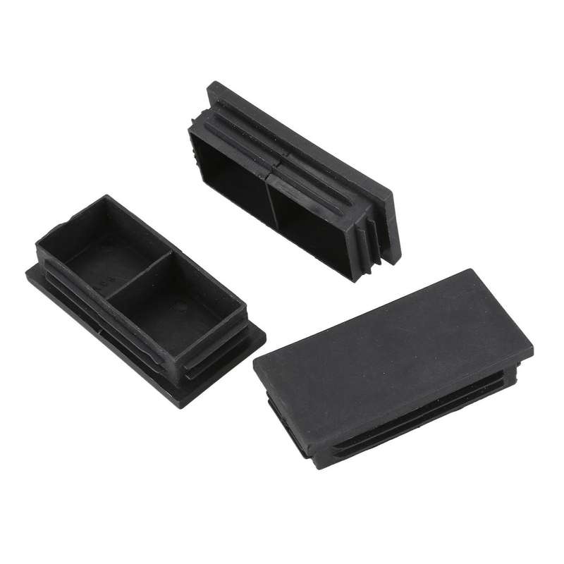 Plastic Rectangle Blanking End Caps Bung 40mm X 80mm 60pcs Black